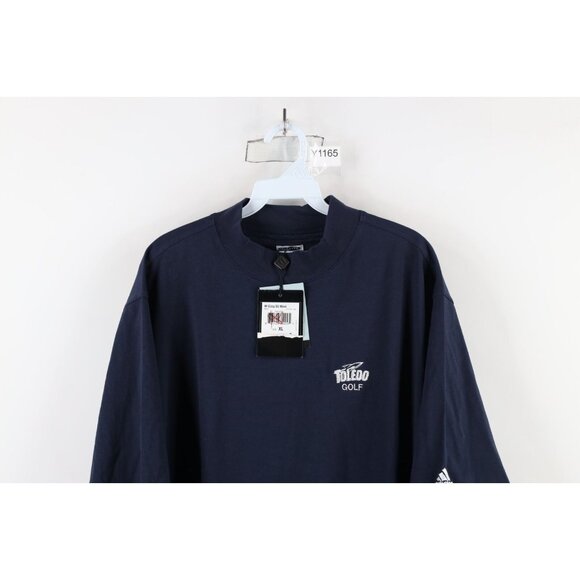 New Adidas Mens XL Team Issued University of Toledo Golf Mock Neck T-Shirt Blue - Picture 2 of 13
